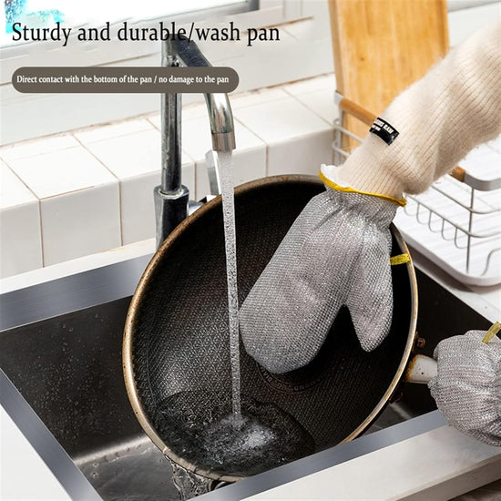 Steel Wire Dishwashing Glove, Multipurpose Anti-Scratch Waterproof Cleaning Rag