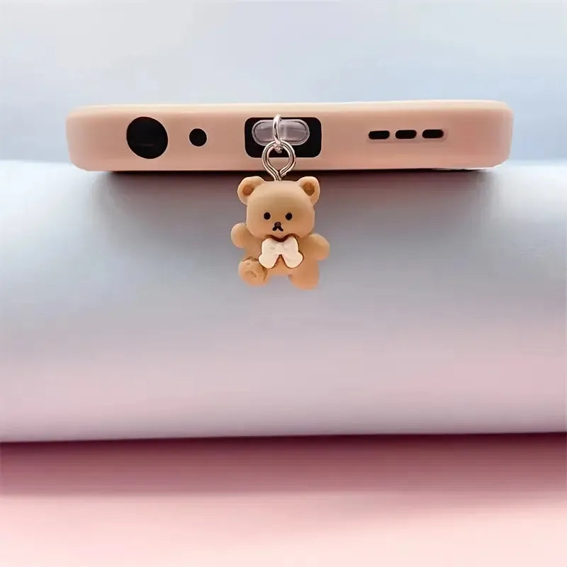 Cute Teddy Bear Phone Dust Plug For Iphone